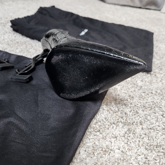 Yves Saint Laurent Crocodile Logo Black Heels 36 - Picture 4 of 16